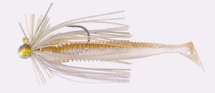 O.S.P HP Shadtail am Skirted Jig montiert